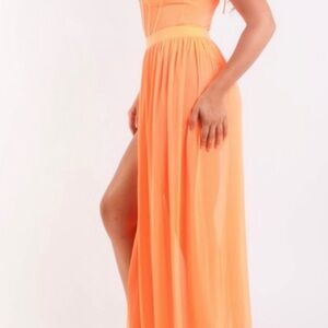 Elegant Orange Maxi Dress